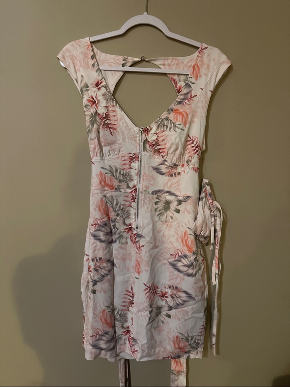 Guess Floral Mini Dress in Blush, Coral, and Gray
